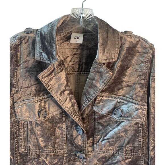 CABI Silvery Taupe Sunday Topper Velvet Button-Up Short Women's Jacket Size XS - Picture 5 of 10